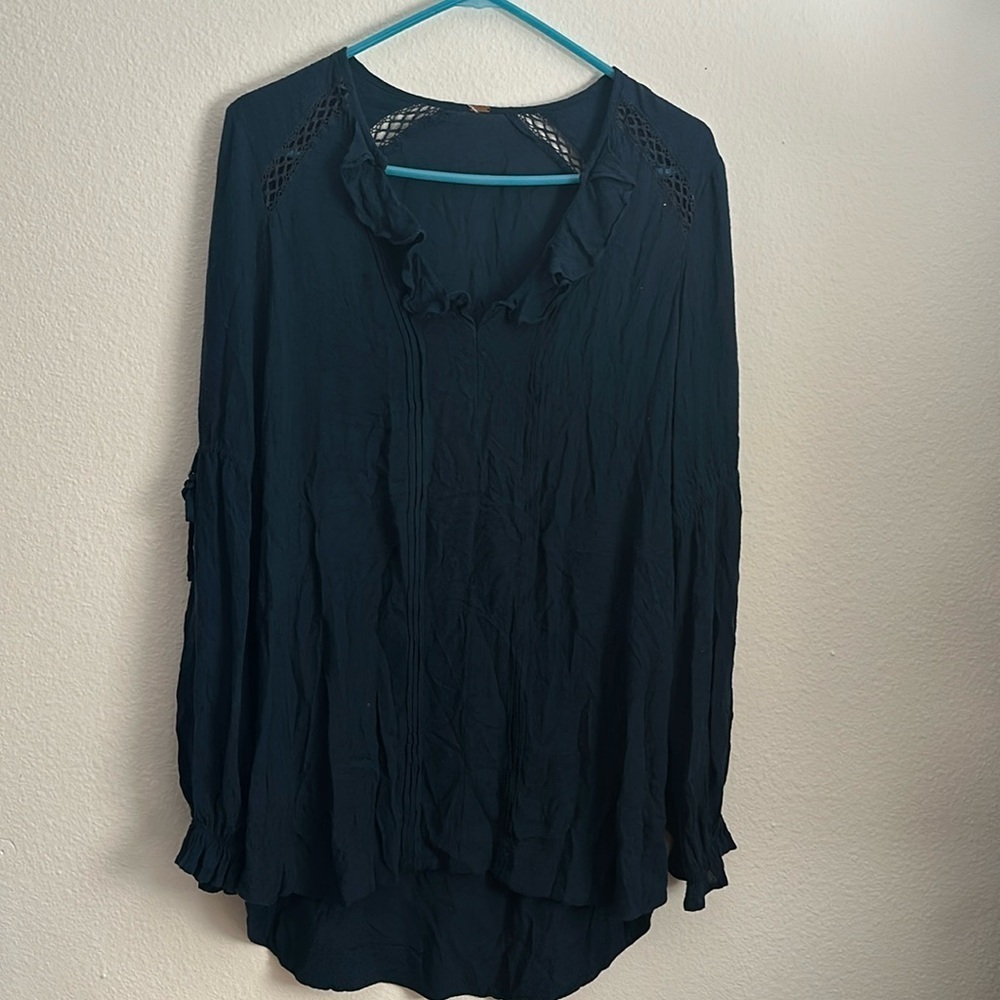 Free people long sleeve blouse with ruffles